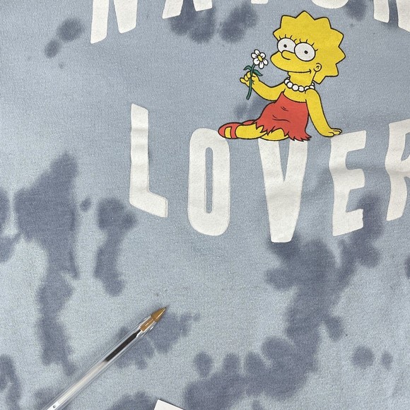 Mad Engine Women's Size XS Lisa Simpson NATURE LOVER Blue Tie Dye Sweatshirt - Picture 13 of 14